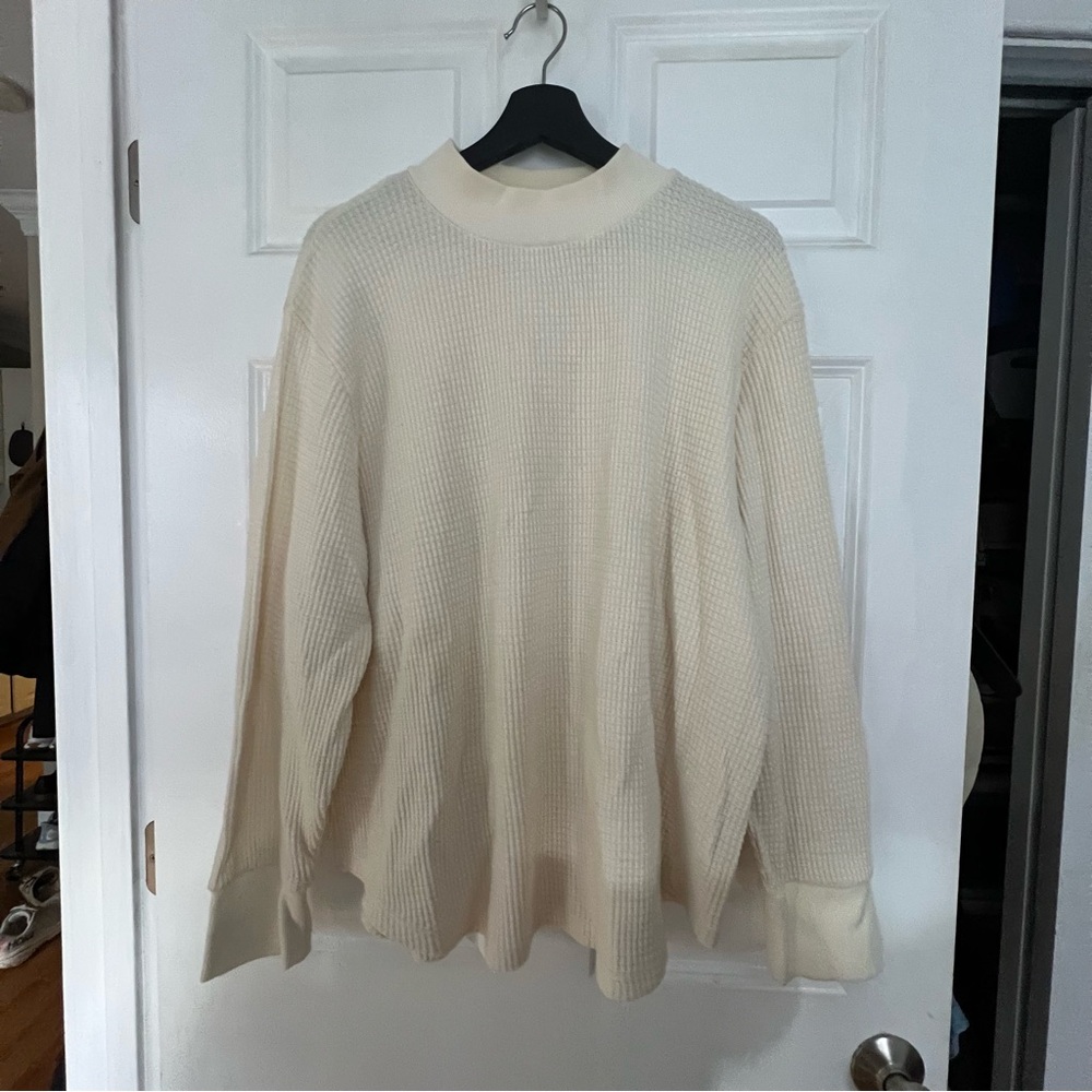 Madewell Mockneck Waffle Sweatshirt Tee XXL GUC